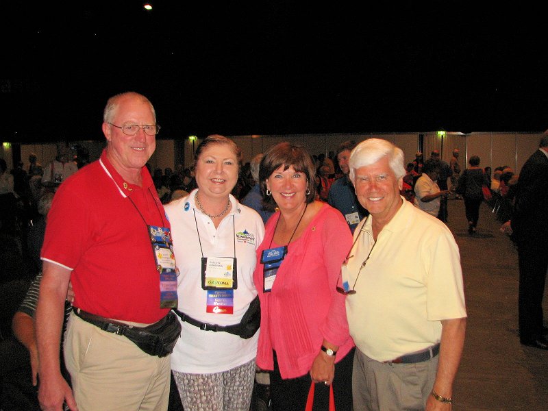 IMG_2669.jpg - Capital District delegates representing their home clubs are Scott & Missy Zimmerman and Nancy Cressy (president of the Potomac, MD club) and Bob Cressy, delegate from the Bethesda, MD club.  The warm fellowship is everywhere.