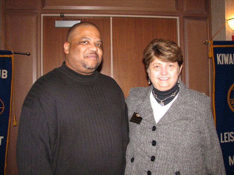 IMG_0325.JPG - President of the Wheaton-Silver Spring Kiwanis Club Helen Williams sponsor of Eric Hooper the newest member of the club and Kiwanis had the honor of being installed by Governor Tom.  This is always one of the most rewarding tasks for a Governor.  Thanks. Helen!