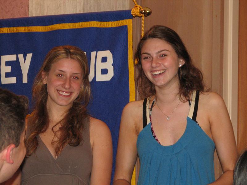 IMG_3170.JPG - Walt Whitman Key Club Presidents Molly Longstreth and Maria Laukaitus acknowledge their recognition.  Jeanne Smith, Bethesda Club is their Kiwanian advisor.